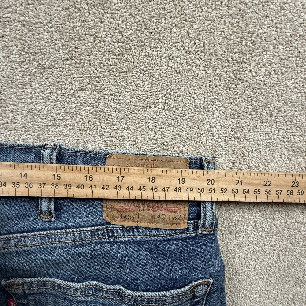Levi's 505 Regular Fit Jeans Mens 40X32 Blue Denim Dark Wash Straight‎